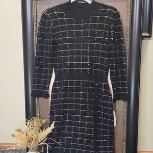 Studio One New York Black Knit Midi Dress Elegant Side button with front slit